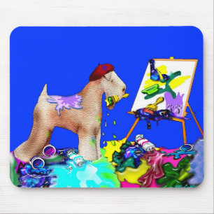Wheaten Terrier Artist (Blue Bkgd) Muismat