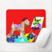 Wheaten Terrier Artist (Rode BKGD) Muismat (Met muis)