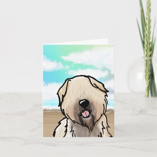 Wheaten Terrier Beach Note Kaart (Voorkant)