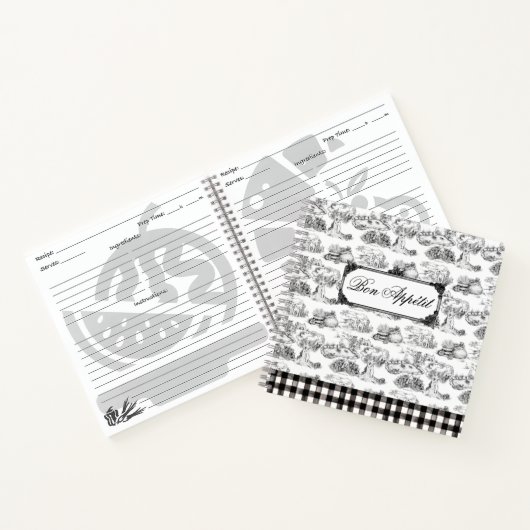 WHEATEN Terrier Black Toile Bon Appétit Recipe Notitieboek (Binnen)