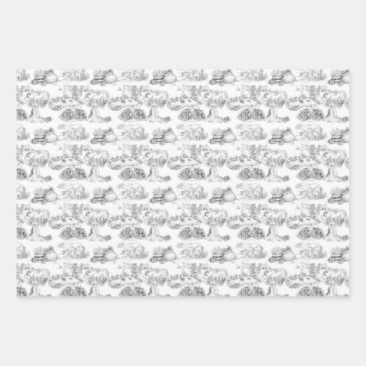 WHEATEN Terrier Black Toile & Gingham Gift Sheets Inpakpapier Vel (Voorkant 3)