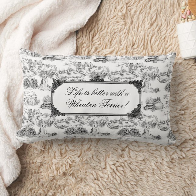 WHEATEN Terrier Black Toile w/Customization Kussen (Deken)