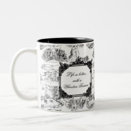 WHEATEN Terrier Black Toile w/Customization Tweekleurige Koffiemok