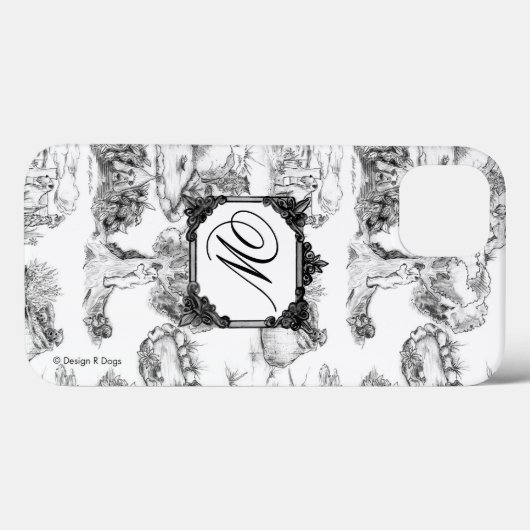 WHEATEN Terrier Black Toile w/Monogram Case-Mate iPhone Case (Achterkant (horizontaal))