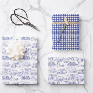 WHEATEN Terrier Blue Toile Inpakpapier Vel