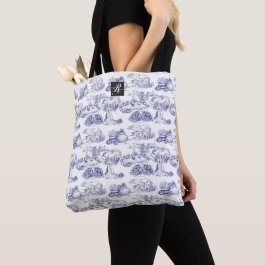 WHEATEN Terrier Blue Toile Tote Bag (Dichtbij)