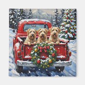 Wheaten Terrier Christmas Red Truck Holiday Gift Magneet (Voorkant)