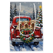 Wheaten Terrier Christmas Red Truck Holiday Gift Medium Cadeauzakje (Achterkant)