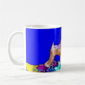 Wheaten Terrier: "De schilder" (blauw) Koffiemok (Links)