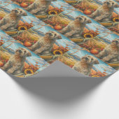Wheaten Terrier Dog Autumn Harvest Thanksgiving Cadeaupapier (Hoek)