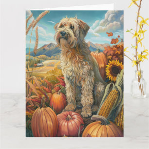 Wheaten Terrier Dog Autumn Harvest Thanksgiving Kaart