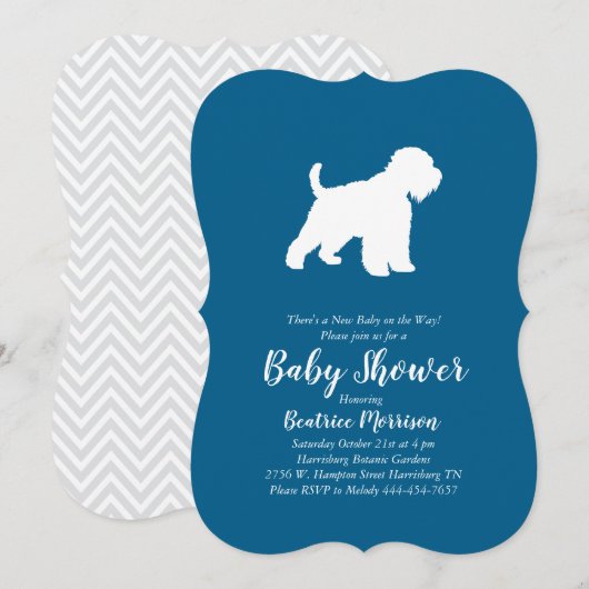 Wheaten Terrier Dog Baby shower Blue Boy Kaart (Voorkant / Achterkant)