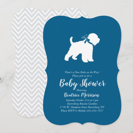 Wheaten Terrier Dog Baby shower Blue Boy Kaart (Voorkant / Achterkant)