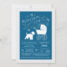 Wheaten Terrier Dog Baby shower Blue Boy