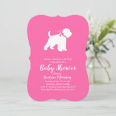 Wheaten Terrier Dog Baby shower Pink Girl Kaart (Staand voorkant)
