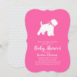 Wheaten Terrier Dog Baby shower Pink Girl Kaart