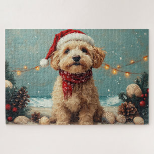 Wheaten Terrier Dog Christmas  Beach Legpuzzel