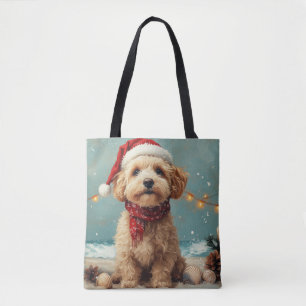 Wheaten Terrier Dog Christmas  Beach Tote Bag