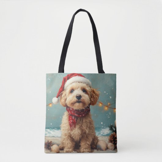 Wheaten Terrier Dog Christmas  Beach Tote Bag (Voorkant)