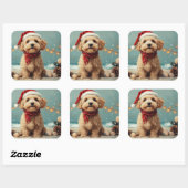 Wheaten Terrier Dog Christmas  Beach Vierkante Sticker (Vel)