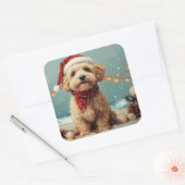Wheaten Terrier Dog Christmas  Beach Vierkante Sticker (Envelop)