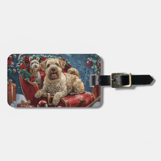 Wheaten Terrier Dog Christmas Festive Bagagelabel (Voorkant horizontaal)