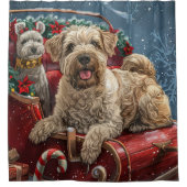 Wheaten Terrier Dog Christmas Festive Douchegordijn (Voorkant)
