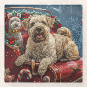 Wheaten Terrier Dog Christmas Festive Glazen Onderzetter