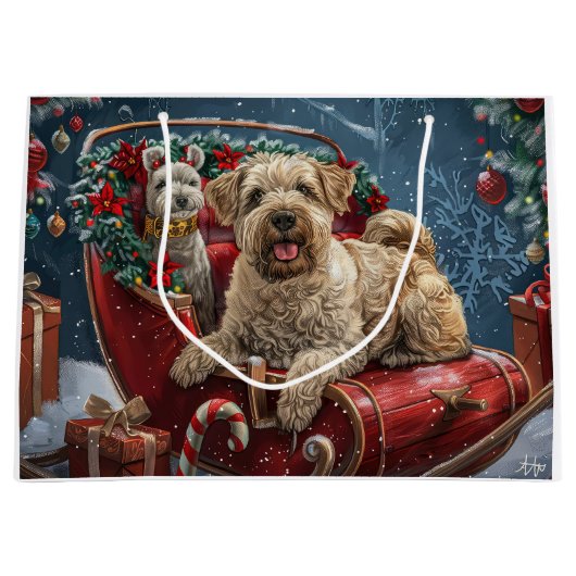 Wheaten Terrier Dog Christmas Festive Groot Cadeauzakje (Voorkant)