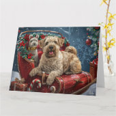 Wheaten Terrier Dog Christmas Festive Kaart (Gele Bloem)