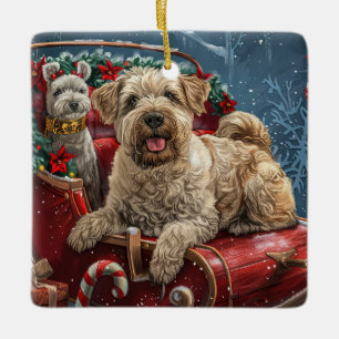 Wheaten Terrier Dog Christmas Festive Keramisch Ornament