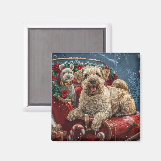 Wheaten Terrier Dog Christmas Festive Magneet (Voorkant / Achterkant)