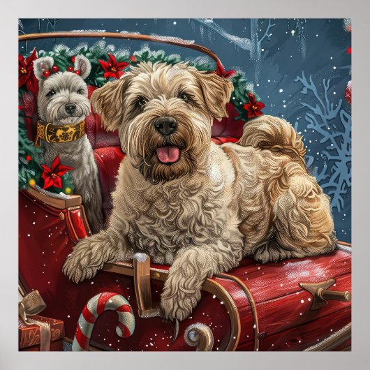 Wheaten Terrier Dog Christmas Festive Poster (Voorkant)