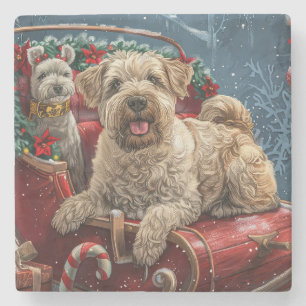 Wheaten Terrier Dog Christmas Festive Stenen Onderzetter