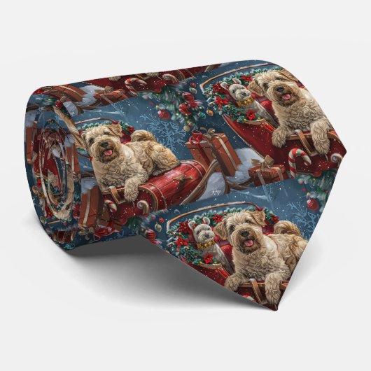 Wheaten Terrier Dog Christmas Festive Stropdas (Opgerold)
