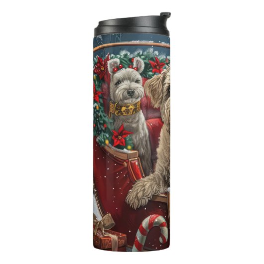 Wheaten Terrier Dog Christmas Festive Thermosbeker (Gedraaid links)