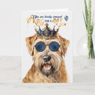 Wheaten Terrier Dog King voor Dag Grappige Verjaar Kaart