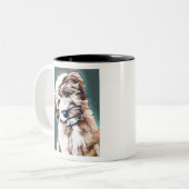 Wheaten Terrier Dog Pop Art Tweekleurige Koffiemok (Voorkant links)