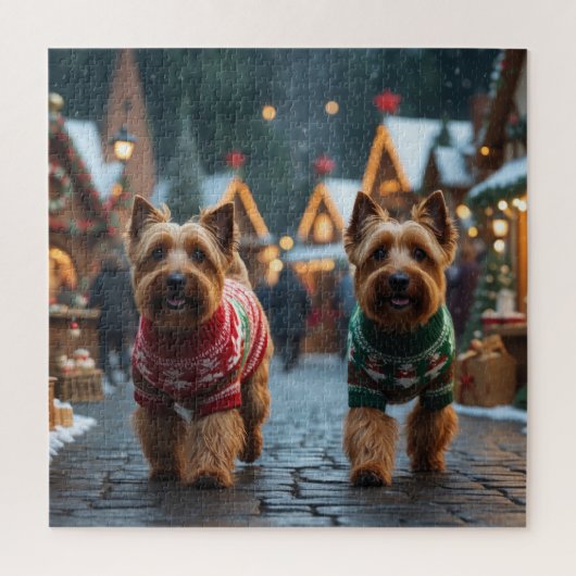 Wheaten Terrier Dogs Christmas Snow Holiday  Legpuzzel (Verticaal)