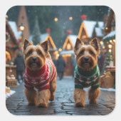 Wheaten Terrier Dogs Christmas Snow Holiday  Vierkante Sticker (Voorkant)