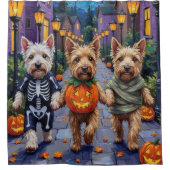 Wheaten Terrier Dogs In Halloween Cotumes Douchegordijn (Voorkant)