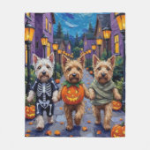 Wheaten Terrier Dogs In Halloween Cotumes Fleece Deken (Voorkant)