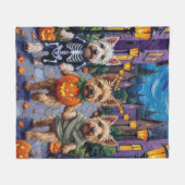 Wheaten Terrier Dogs In Halloween Cotumes Fleece Deken (Voorkant (Horizontaal))