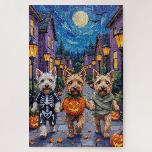Wheaten Terrier Dogs In Halloween Cotumes Legpuzzel (Verticaal)