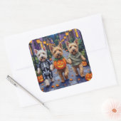 Wheaten Terrier Dogs In Halloween Cotumes Vierkante Sticker (Envelop)