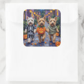 Wheaten Terrier Dogs In Halloween Cotumes Vierkante Sticker (Tas)