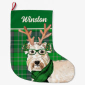Wheaten Terrier en Green Play met Dog's Name Grote Kerstsok (Voorkant)