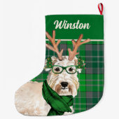 Wheaten Terrier en Green Play met Dog's Name Grote Kerstsok (Achterkant)