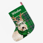Wheaten Terrier en Green Play met Dog's Name Grote Kerstsok (Achterkant (Hangend))