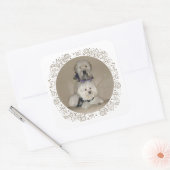 Wheaten Terrier en Havanese Vierkante Sticker (Envelop)